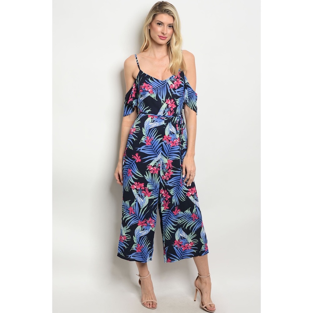 Navy Floral Jumpsuit